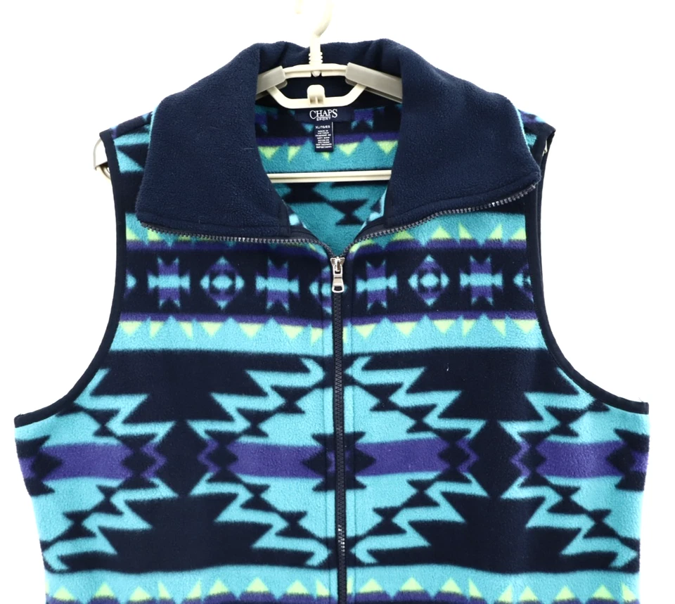 CHAPS SPORT Women's Fleece 100%  Polyester Vest Jacket Full Zip Aztec Size XL - Image 3 of 4