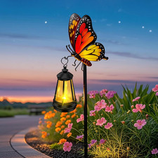 Solar Garden Decor Lights Outdoor Waterproof, Metal Butterfly Stakes with Solar