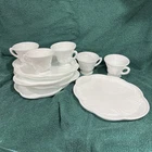 Vintage Indiana Milk Glass Harvest Grape Lunch Snack Plates & Cups Set of 5-10pc