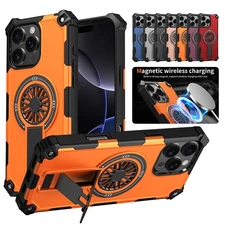 For iPhone 16 Pro Max 15 14 1312 Magnetic Mag safe Ring Kickstand Rubber PC Case
