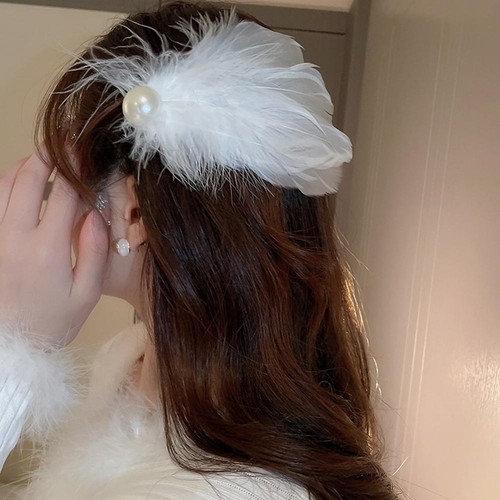 White Feather Headdress Fascinator Hair Clip Wedding Bridal JD76 Accessory Y6N7 - Picture 12 of 18