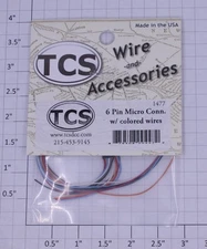 Train Control Systems 1477 6-Pin Colored Wire Micro Connector