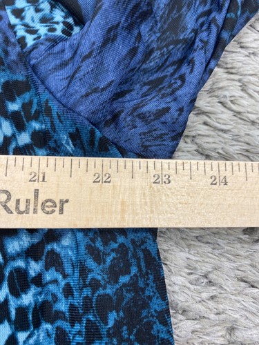 Koos of Course Top Women 1X Blue Floral Leopard Print Artsy Whimsigoth Blouse - Picture 6 of 8