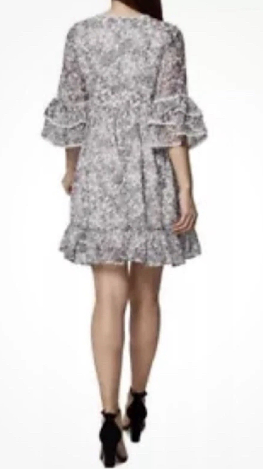 BCBGeneration Ruffle Tier Sleeve Mini Dress Bridgerton Botanical Print Sz.10 image 7