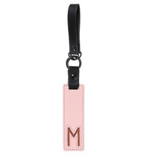 Initial Letter Keychain, PU Leather Alphabet Keychain, Pale Pink Letter M 