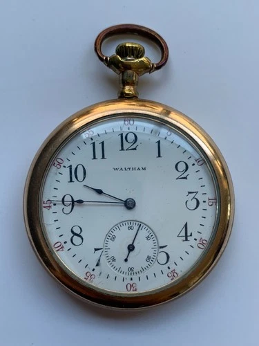 Antique WALTHAM 17 Jewels Gold Filled Pocket Watch Pre-Owned Runs (33-#99)