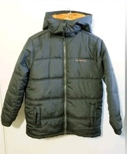 Calvin Klein Boys Puffer Winter Coat Zip Jacket Gray Orange Size L Hooded
