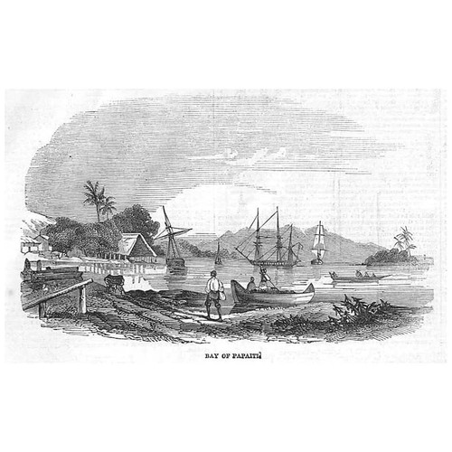 FRANZÖSISCH POLYNESIEN Die Bucht von Papeete TAHITI - Antiker Druck 1844