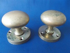 1 pair Reclaimed Vintage Edwardian Style Brass  Round Door Knobs.