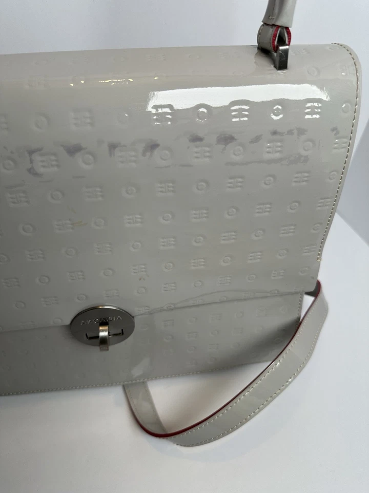 Arcadia Light Grey Patent Leather Handbag - Made In Italy - See Photos! - Image 3 of 4