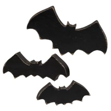 CWI Halloween Decor - Chunky Wood Silhouette Black Bats 3pc Set