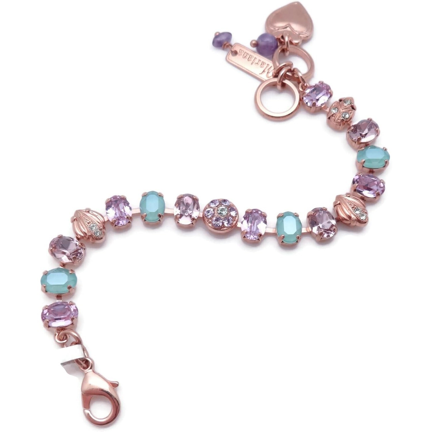 Mariana Matcha Rose Gold Bracelet in Purple & Green Oval Crystal Mosaic 1138 NWT