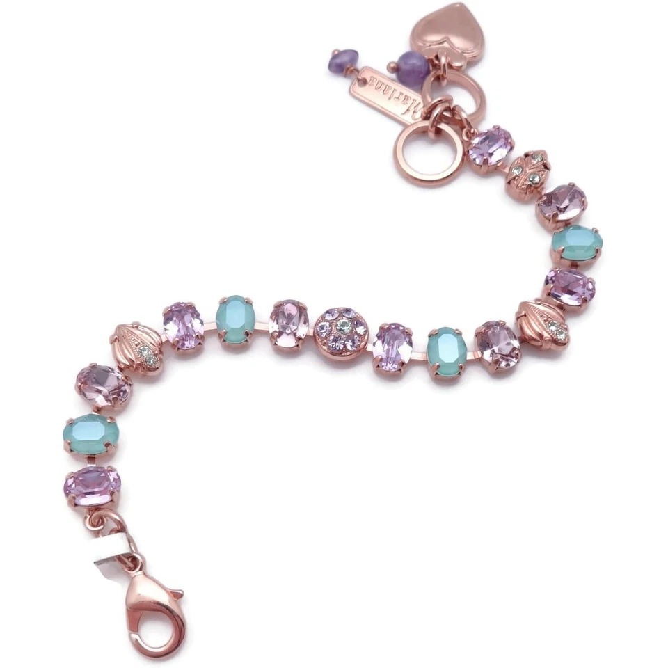 Brazalete Mariana Matcha Oro Rosa en Mosaico Cristal Ovalado Morado y Verde 1138 Nuevo con Etiquetas Foto 2 de 4