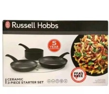 Russell Hobbs 3 Piece Ceramic Starter Set Frying Pan Saucepan NO PFAS