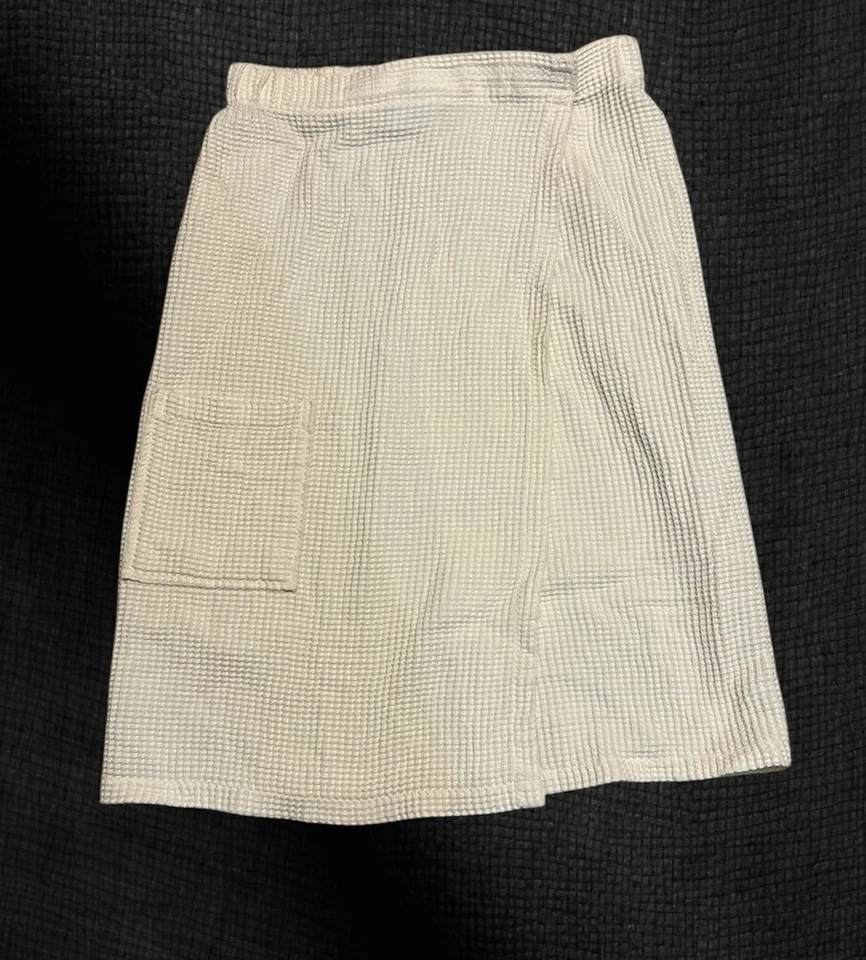 Toalla envolvente corporal tejida gofre turquesa talla L color crema marfil Foto 2 de 4