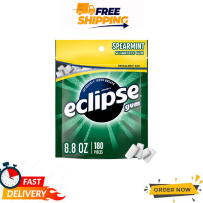 ECLIPSE Spearmint Sugar-Free Chewing Gum 180 Pc Bulk 8.8 oz Bag