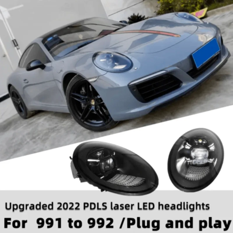 Headlight Assembly Upgrade Front Lamp Set For Porsche 911 2012-2018 Pair 2020 - image 3 of 4