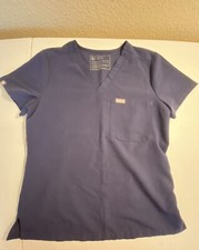 Figs Catarina One Pocket Scrub Top XXS V-Neck Vapor Dark Blue Slightly Used