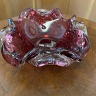 Vintage Murano Bullicante Catchall Dish Ashtray Star Pink 7”