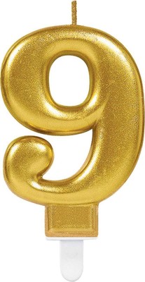 Amscan 9901781 - Sparkling Celebration Gold Number 9 Candle - 7.5 cm