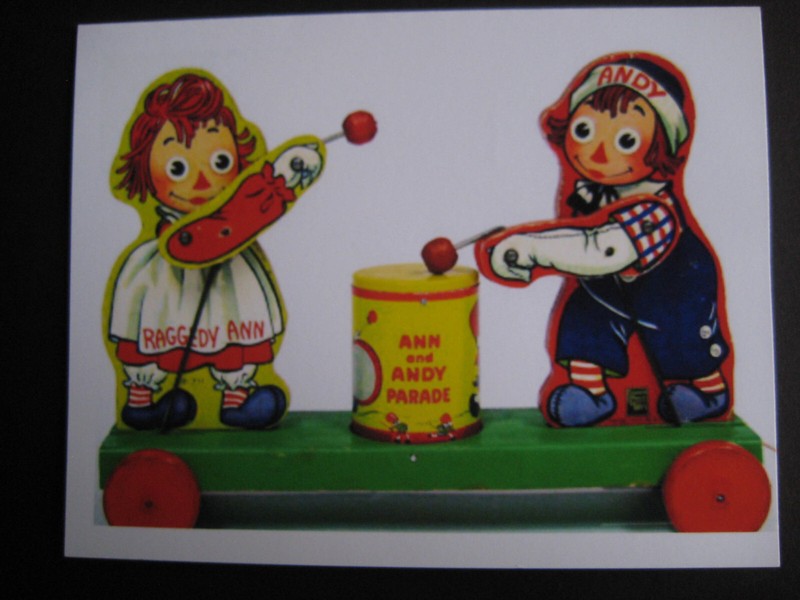 UNUSED vintage notecard Raggedy Ann & Raggedy Andy Toy, Blank Inside