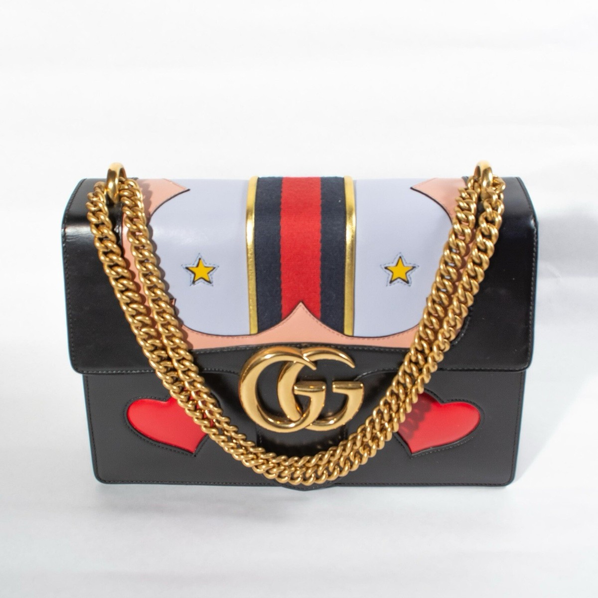 GUCCI • Runway Web Heart GG Marmont Chain Shoulder Bag Leather