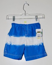 NWT iXtreme Little Boys Royal Blue Tie Dye Stripe Lined Swim Trunks sz 4