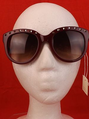 NWT VALENTINO ROCKSTUDS V659S WINE STUDDED PLASTIC FRAME SUNGLASSES $495 ITALY
