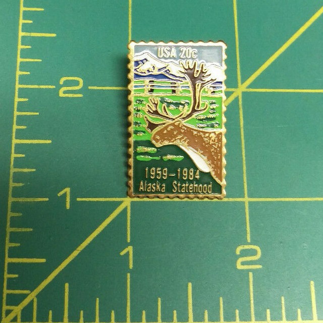 USPS Postage Stamp style Pin USA 20 cent stamp Alaska Statehood 1959