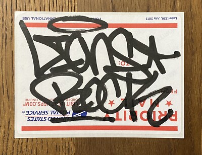 Lions NYC signierter handgezeichneter USPS Postaufkleber Graffiti Urban Art