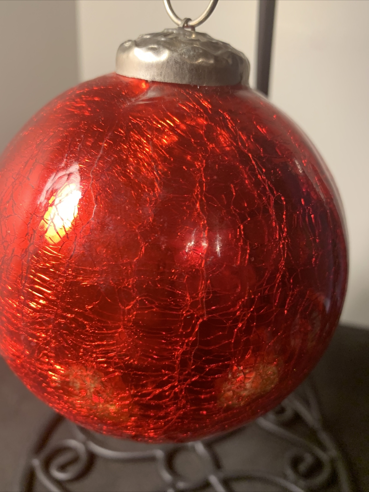 Red crackle glass Kugel Style Christmas Ornament Heavy Orb eBay