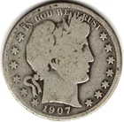1907 Barber Half Dollar grades GOOD condition ~ PLEASE SEE THE SCAN   stk h336