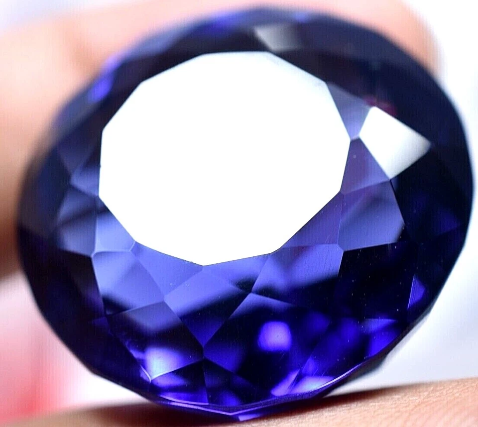 Lab Created 73.70 Ct Violet Blue Tanzanite GGL Certified Sparkling Round Cut Gem - Image 2 of 4