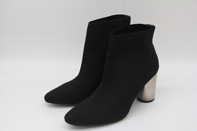 Orsay Stoff Stiefelette Absatzschuh schwarz silberner 8,5cm Absatz Gr. 39