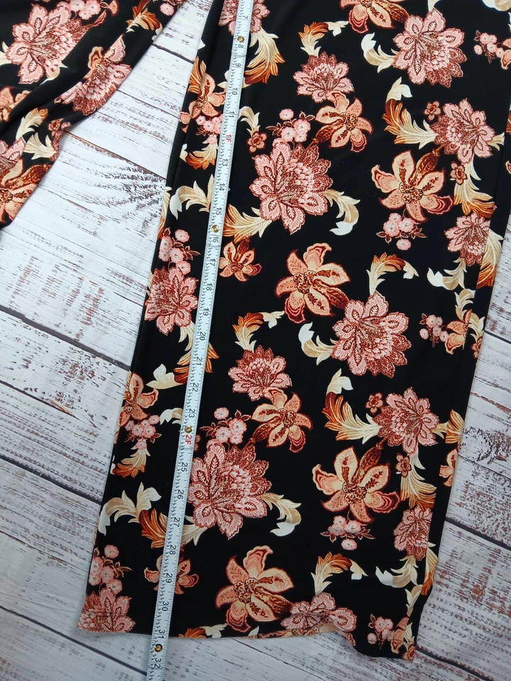 Ralph Lauren Wide Leg Pants Womens Large Floral Flowy Boho Pull On Black - Image 4 of 4