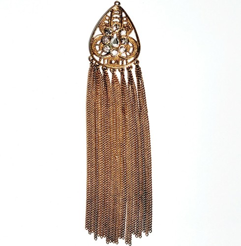 MCM Statement Tassel Pendant Gold Tone Crystal 1960s EUC! - Picture 3 of 7