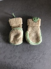 Handgestrickte Grün Gelb  Babyschuhe Neugeborene Säugling