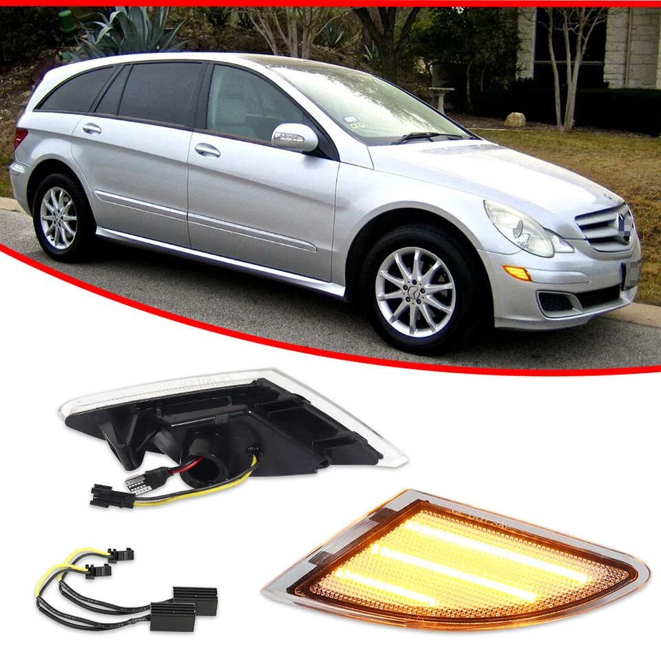 Lámparas LED ámbar marcador lateral transparente para Mercedes Benz R251 R320 R350 R500 W251 R63 Foto 2 de 4