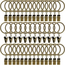 AMZSEVEN 40 Pack Curtain Rings with Clips Drapery Clips with Rings Hangers