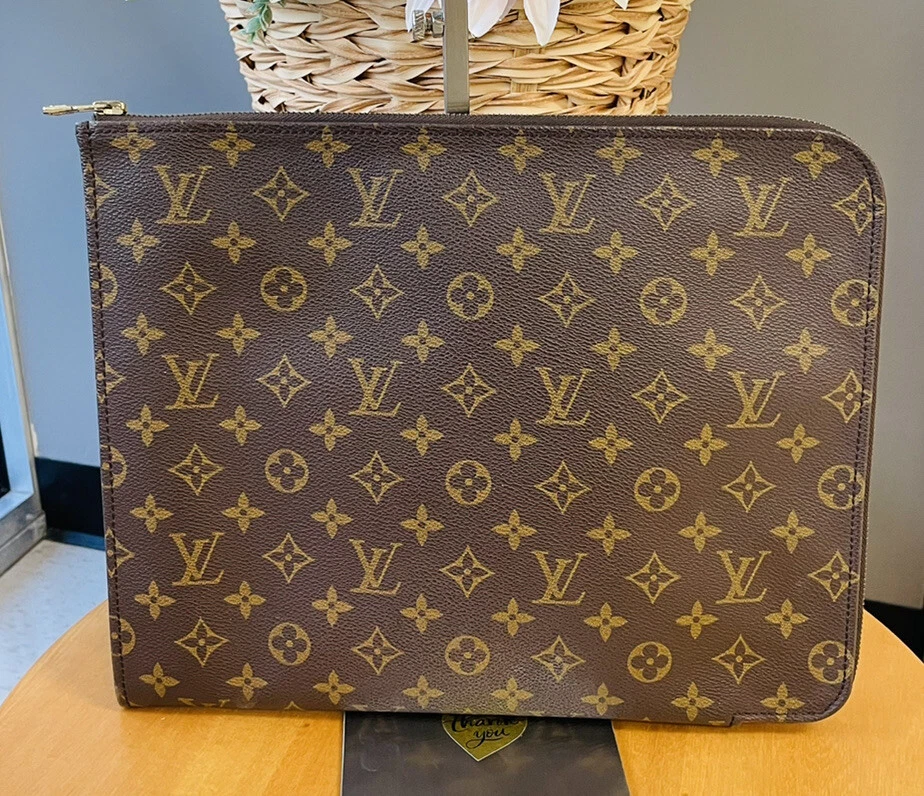 Louis Vuitton Poche Document Brown Canvas Briefcase Bag (Pre-Owned)