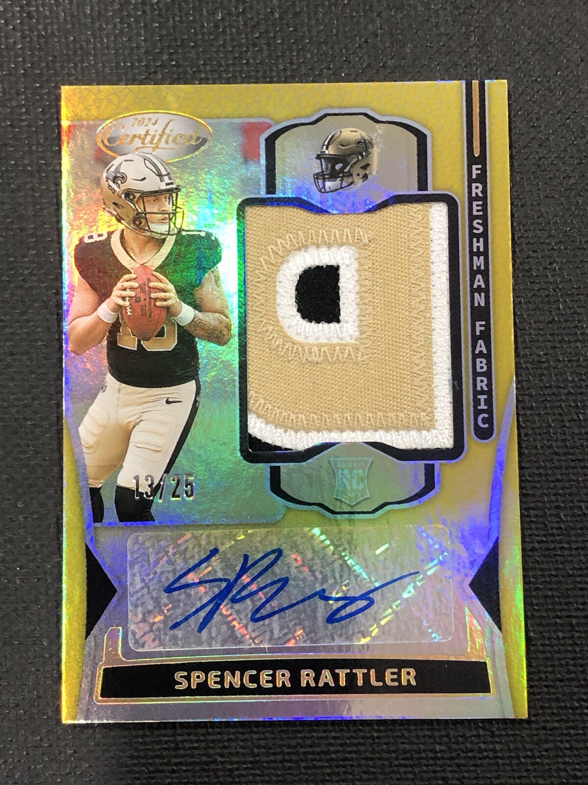 2024 Certified Freshman Fabrics GOLD RPA Spencer Rattler Rc Patch Auto 13/25
