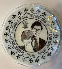 Commemorative Glass Plate Prince Charles Diana Spencer 4.75” Great Britain