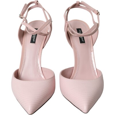 【 s】epine double strap goa pumps DOLCE & GABBANA Shoes Pink Leather Ankle Strap Heels Pumps