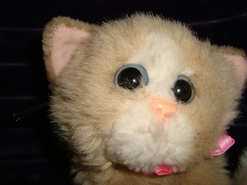 Kitty Kitty Kitten Kittens Plush Rattle Purr Cat Beige W/Pink Bow - Imagen 2 de 6