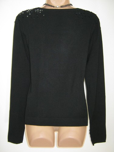 HEMA Strickjacke mit Pailletten Weich schwarz Viskosemischung Knöpfe, M/L - Bild 9 von 9