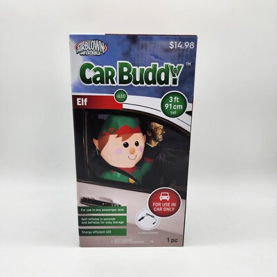 NEW! Christmas Inflatable Gemmy Airblown Elf Car Buddy 3ft Energy Efficient LED