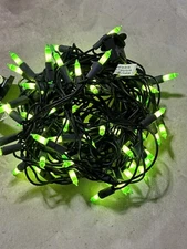 Emerald Green Miniature Christmas Lights Black Cord 50 Count Strand 