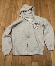 Vintage 90s Pittsburgh Steelers Full zip Hoodie Gray Josten's READ