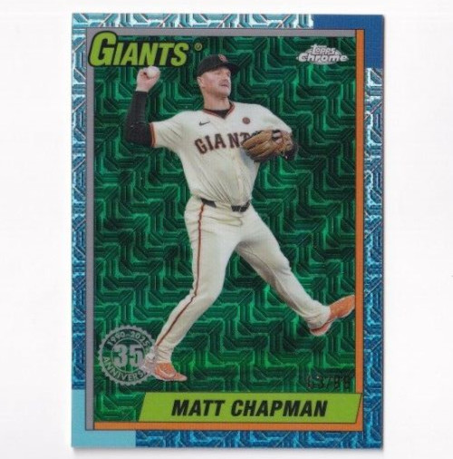 Matt Chapman 2025 TOPPS SERIES 1 1990 CHROME GREEN MOJO REFRACTOR /99 GIANTS