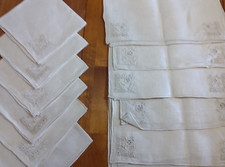 six vintage placemats 18x12 in napkins 6x6 in  Italian?needlework on corners